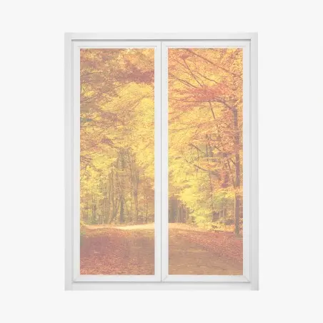 Adesivo per finestra sentiero d'autunno nel bosco dorato • Wallissimo®