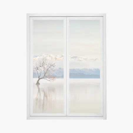 Adesivo per finestra silenzio invernale sul lago Wanaka • Wallissimo®