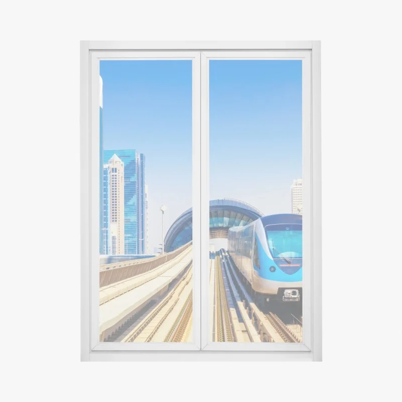 Adesivo per finestra metropolitana futuristica tra i grattacieli