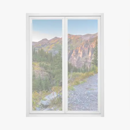 Adesivo per finestra tramonto sulle vette rocciose • Wallissimo®