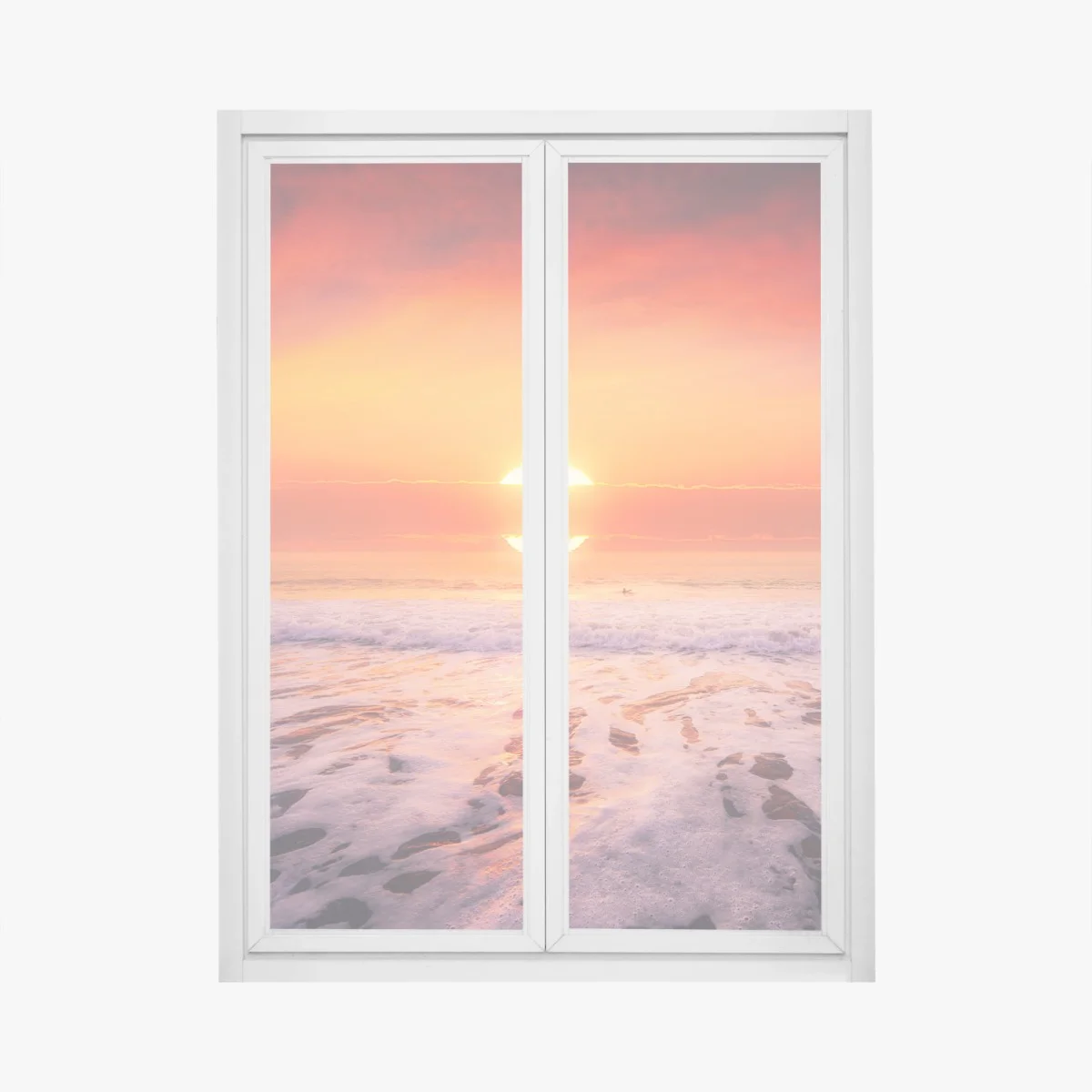 Adesivo per finestra tramonto dorato sulla spiaggia • Wallissimo® Adesivo per finestra tramonto dorato sulla spiaggia • Wallissimo®