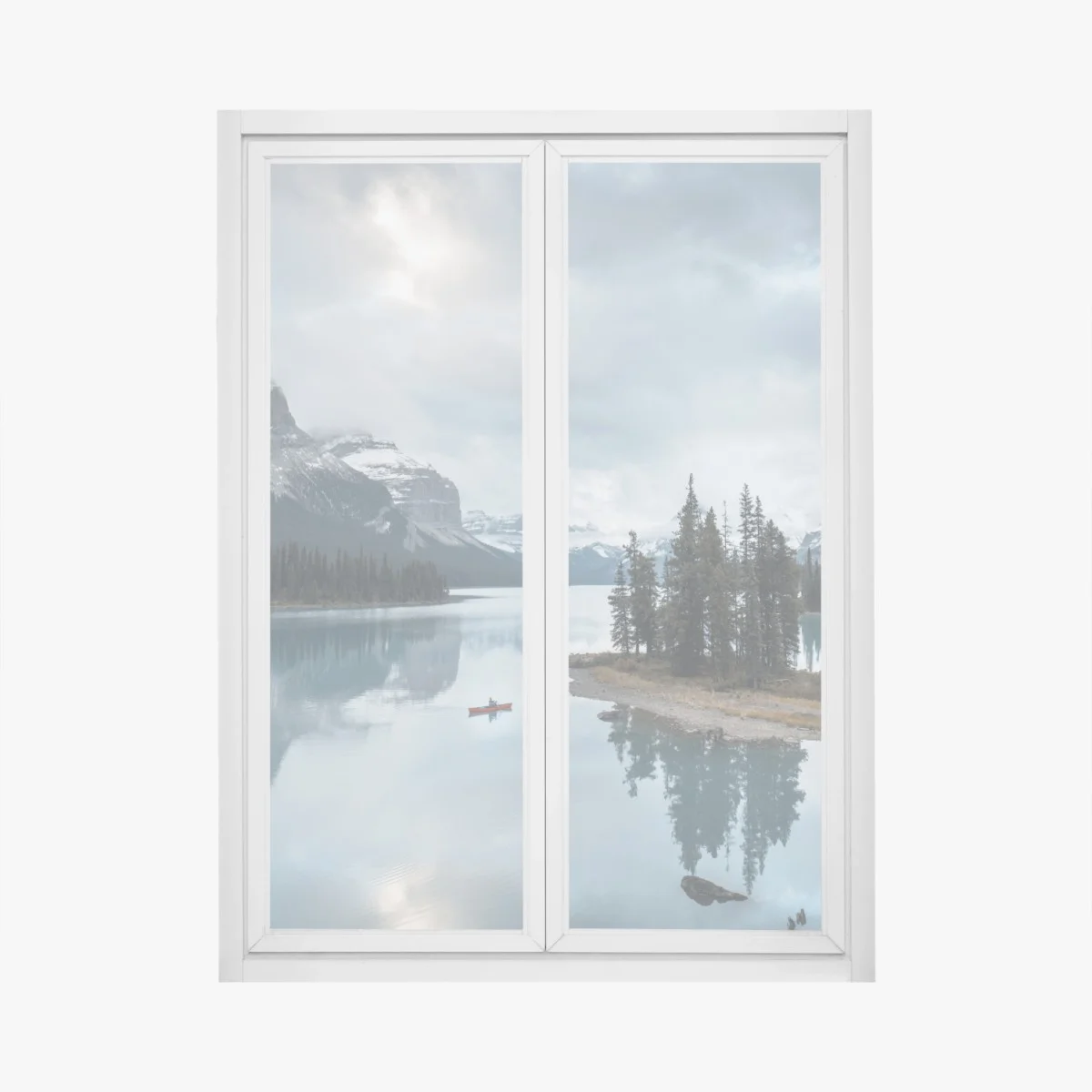Adesivo per finestra riflessi sul lago glaciale • Wallissimo® Adesivo per finestra riflessi sul lago glaciale • Wallissimo®
