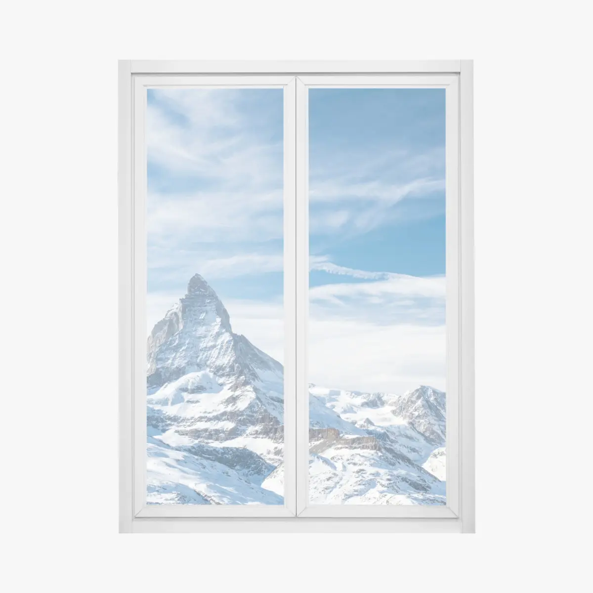 Adesivo per finestra maestosa cima innevata delle Alpi • Wallissimo®