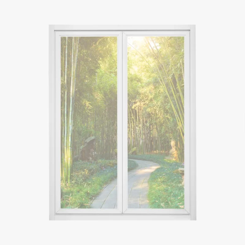 Adesivo per finestra sentiero di bambù dorato