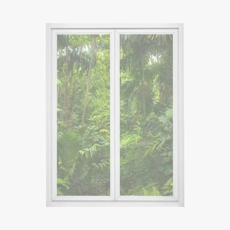 Adesivo per finestra rifugio nella giungla lussureggiante