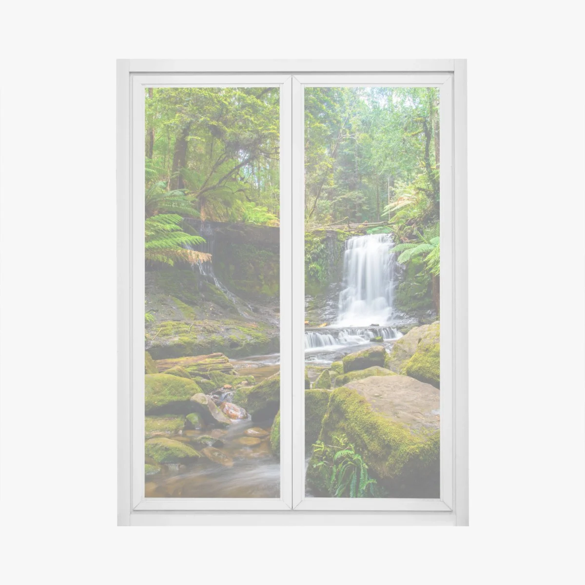 Adesivo per finestra cascata nella foresta incontaminata • Wallissimo® Adesivo per finestra cascata nella foresta incontaminata • Wallissimo®