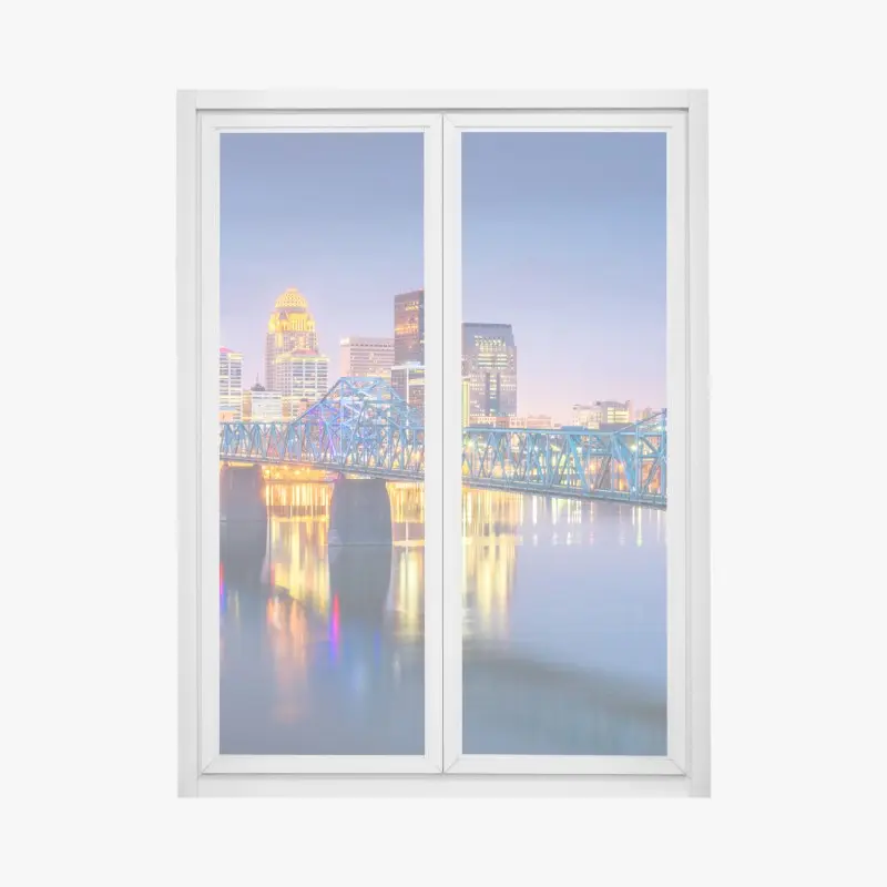 Adesivo per finestra panorama crepuscolare di Louisville sul fiume Ohio