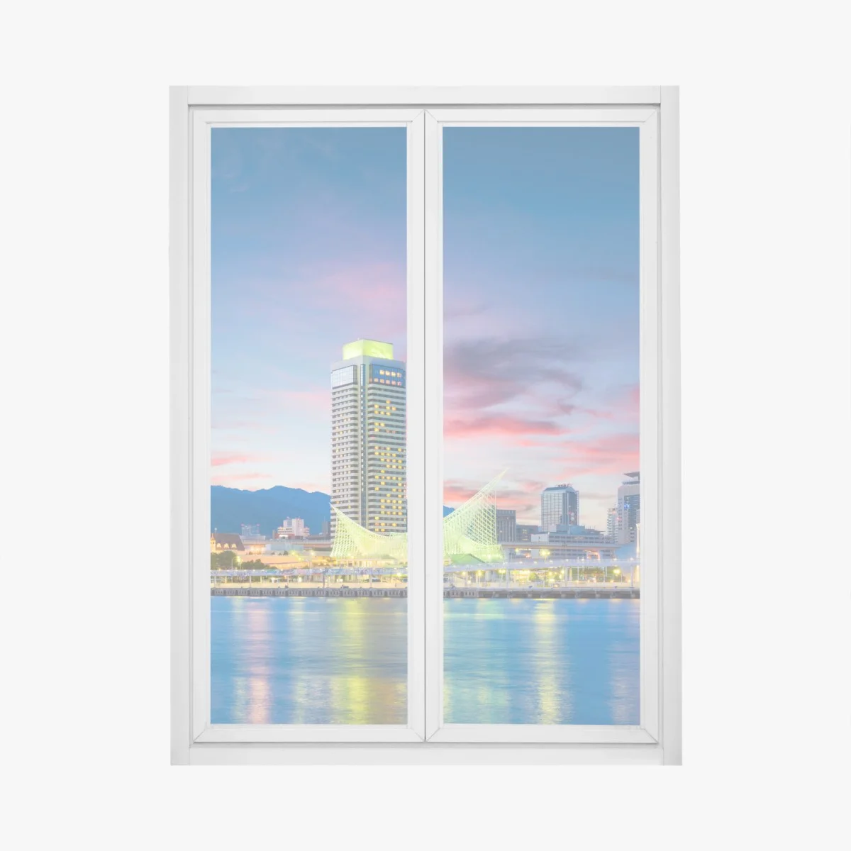 Adesivo per finestra tramonto sul porto di Kobe • Wallissimo® Adesivo per finestra tramonto sul porto di Kobe • Wallissimo®