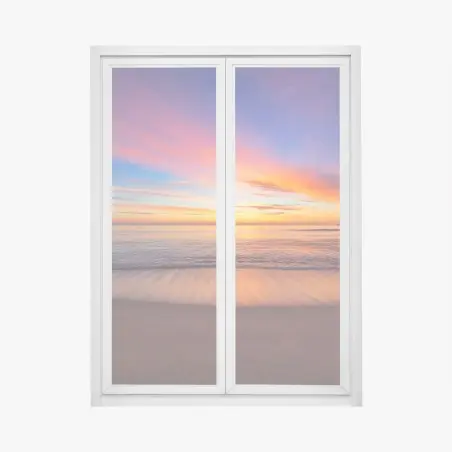 Adesivo per finestra alba dorata sul mare • Wallissimo®
