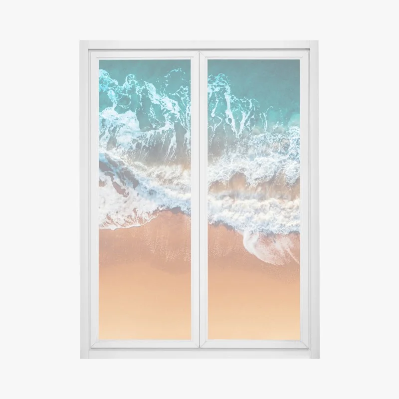 Adesivo per finestra abbraccio del mare sulla spiaggia