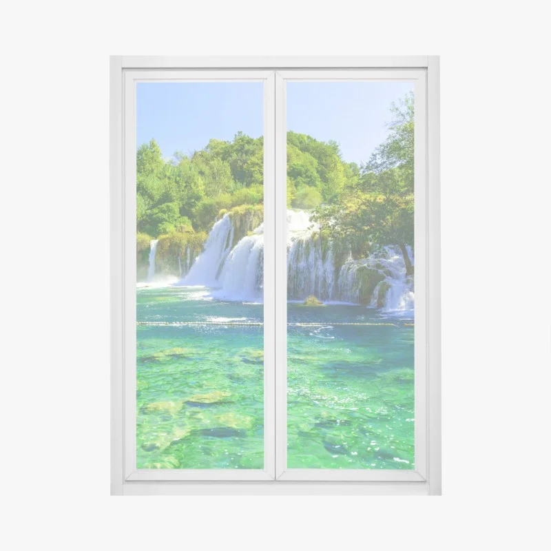 Adesivo per finestra cascata smeraldo per decorazione murale