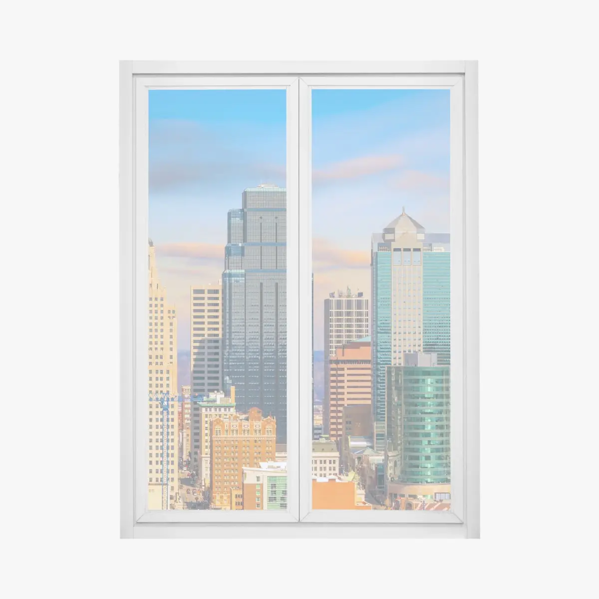 Adesivo per finestra skyline di Kansas City al tramonto • Wallissimo®