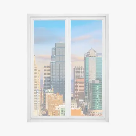 Adesivo per finestra skyline di Kansas City al tramonto • Wallissimo®