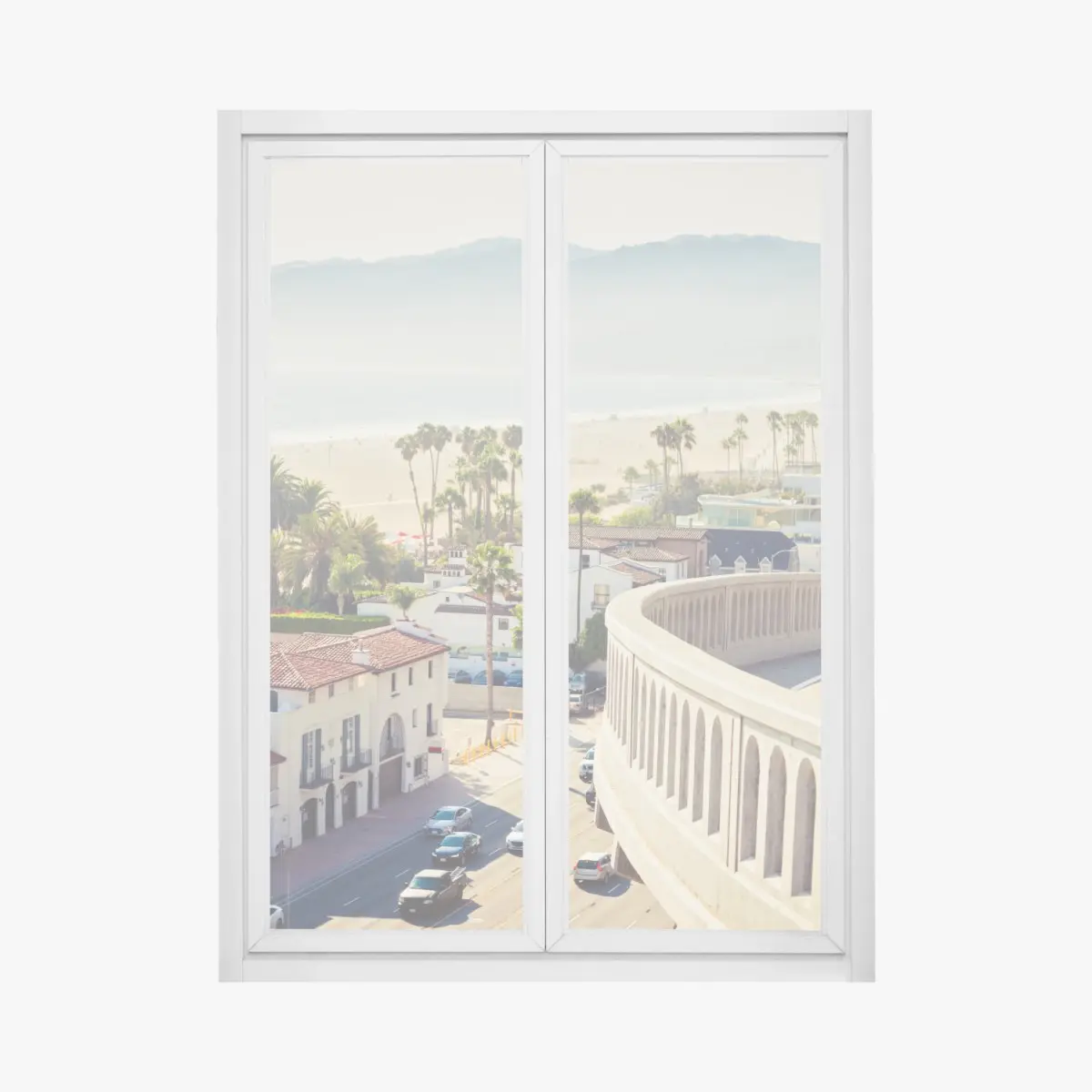 Adesivo per finestra panorama costiero di Santa Monica • Wallissimo®