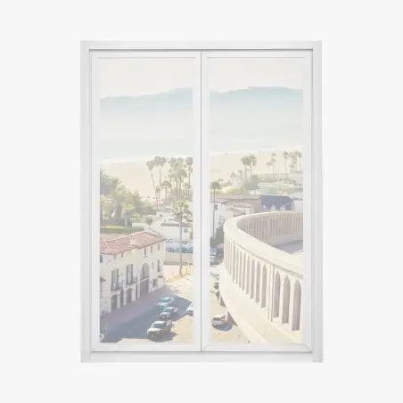 Adesivo per finestra panorama costiero di Santa Monica • Wallissimo®