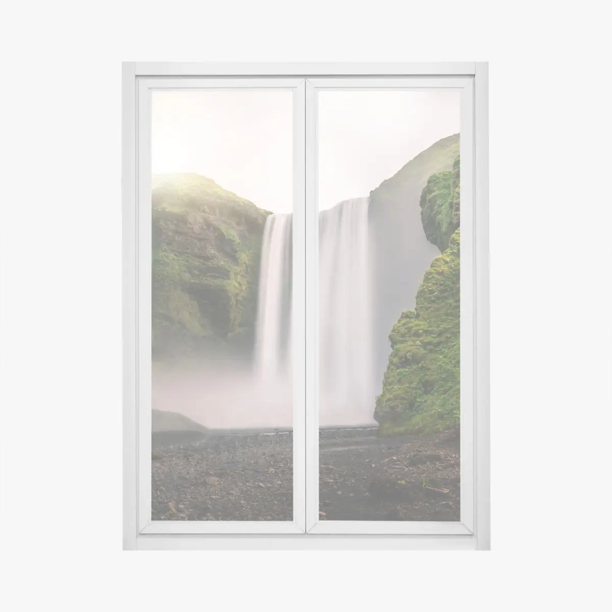 Adesivo per finestra paesaggio maestoso di Skogafoss • Wallissimo®