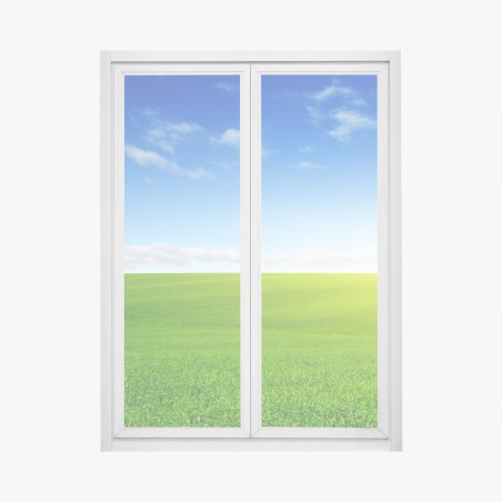 Adesivo per finestra prato verde all'orizzonte con cielo azzurro • Wallissimo®