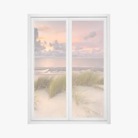 Adesivo per finestra tramonto sulle dune al mare • Wallissimo®