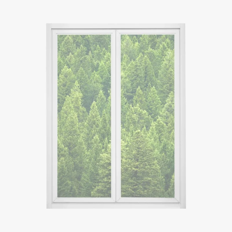 Adesivo per finestra foresta di pini smeraldo