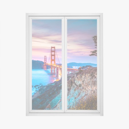 Adesivo per finestra tramonto sul Golden Gate Bridge da Baker Beach • Wallissimo®