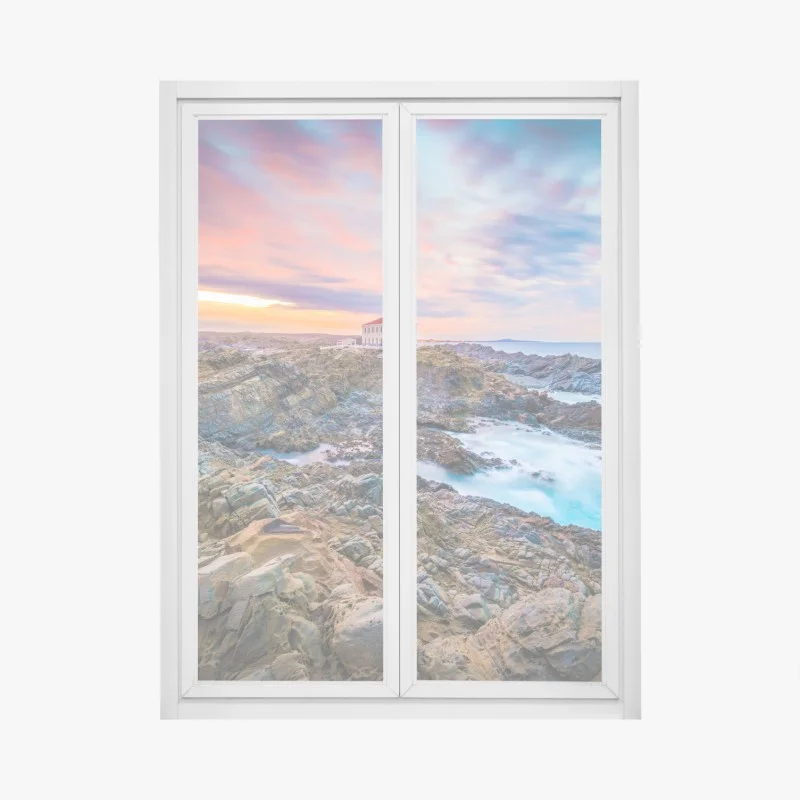Adesivo per finestra tramonto al faro di Favaritx, Minorca