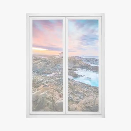Adesivo per finestra tramonto al faro di Favaritx, Minorca • Wallissimo®