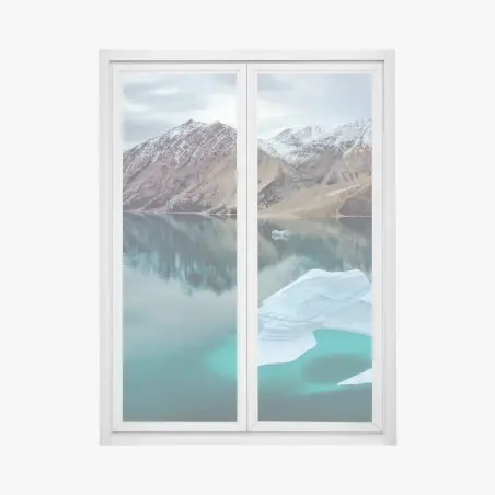 Adesivo per finestra arco di ghiaccio sul lago turchese • Wallissimo®
