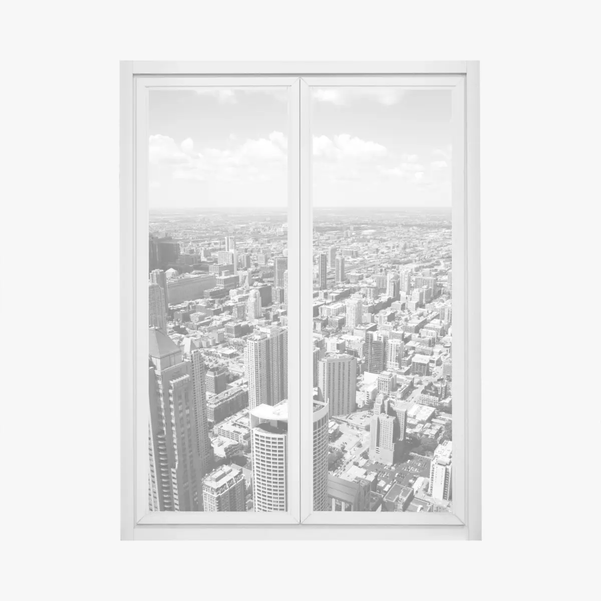 Adesivo per finestra orizzonte urbano di Chicago in bianco e nero • Wallissimo®