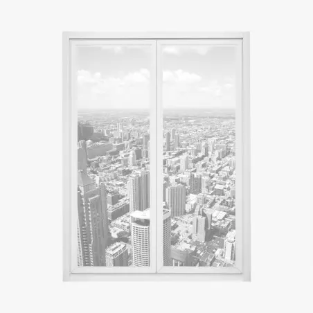 Adesivo per finestra orizzonte urbano di Chicago in bianco e nero • Wallissimo®