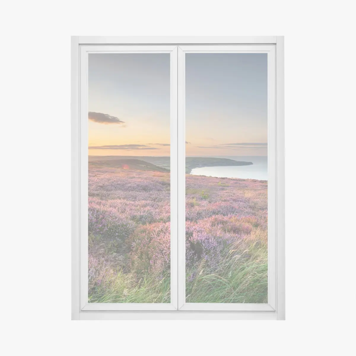 Adesivo per finestra tramonto sulla brughiera dei North York Moors sopra Ravenscar con vista su Robin Hood's Bay • Wallissimo® Adesivo per finestra tramonto sulla brughiera dei North York Moors sopra Ravenscar con vista su Robin Hood's Bay • Wallissimo®