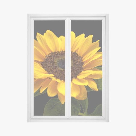 Adesivo per finestra girasole solare su sfondo nero • Wallissimo®