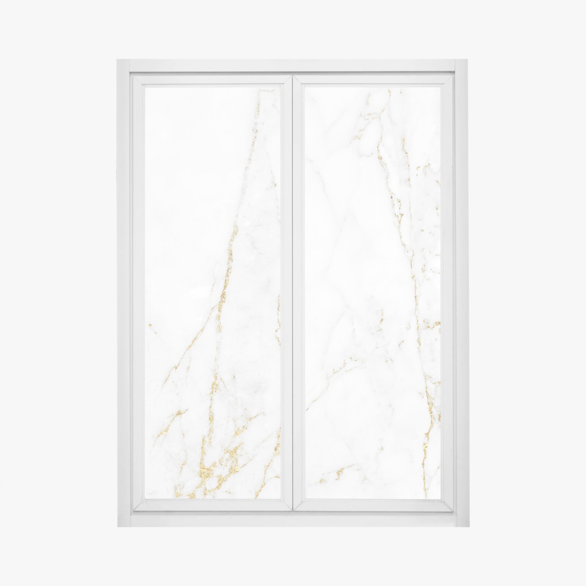 Adesivo per finestra marmo bianco con venature dorate • Wallissimo®