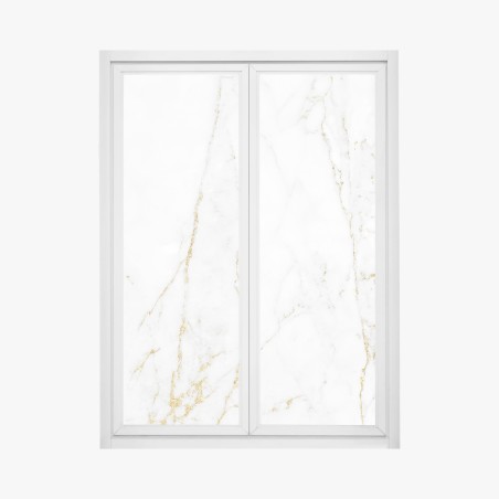 Adesivo per finestra marmo bianco con venature dorate • Wallissimo®