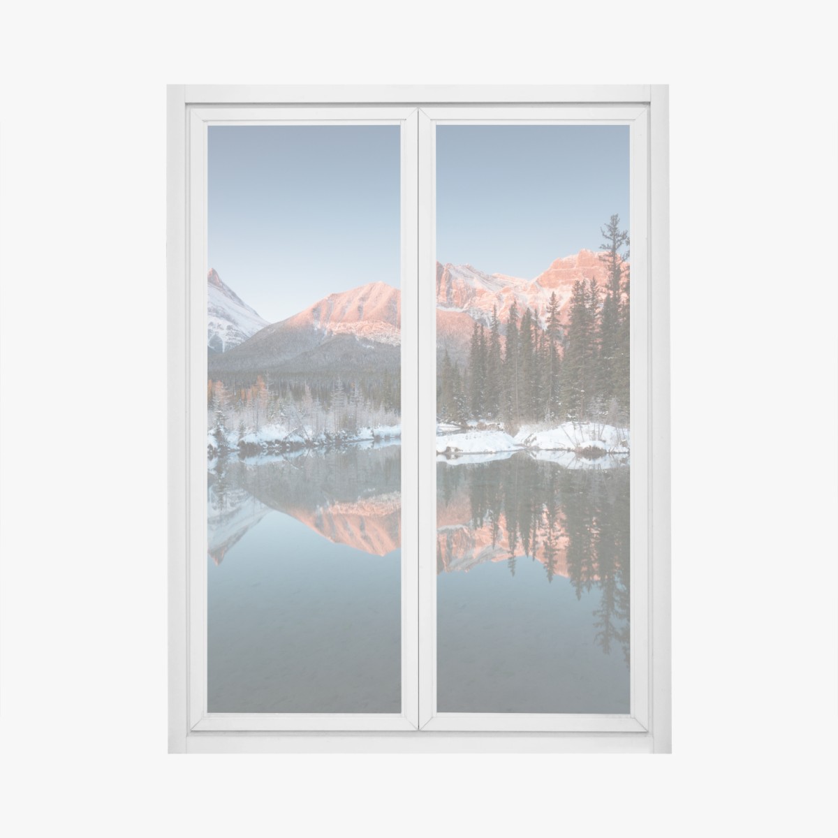 Adesivo per finestra riflessi montani al tramonto • Wallissimo®