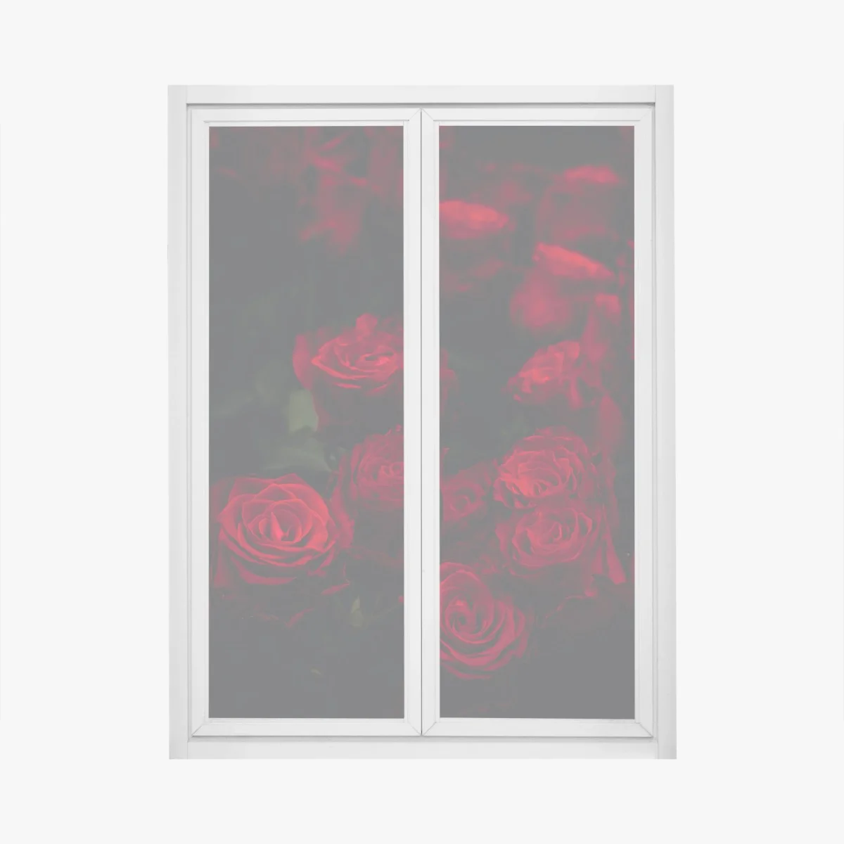 Adesivo per finestra composizione di rose rosse su sfondo scuro • Wallissimo® Adesivo per finestra composizione di rose rosse su sfondo scuro • Wallissimo®