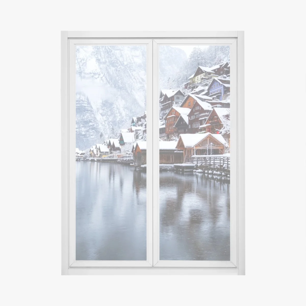 Adesivo per finestra paesaggio da sogno di Hallstatt • Wallissimo® Adesivo per finestra paesaggio da sogno di Hallstatt • Wallissimo®