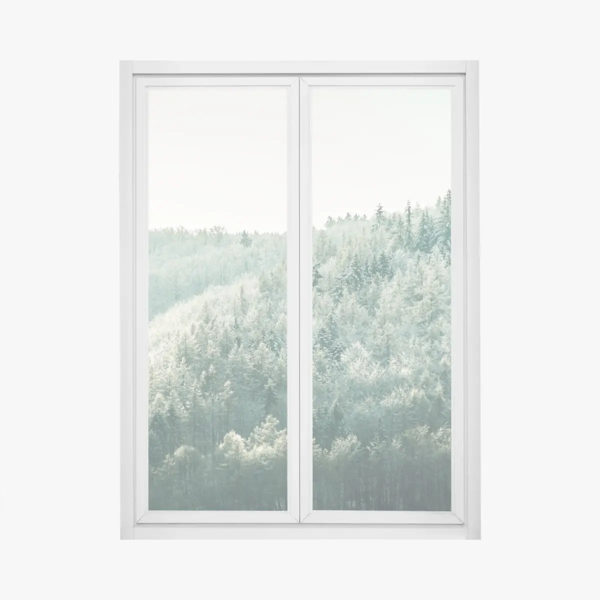 Adesivo per finestra silenzio luminoso della foresta innevata • Wallissimo® Adesivo per finestra silenzio luminoso della foresta innevata • Wallissimo®