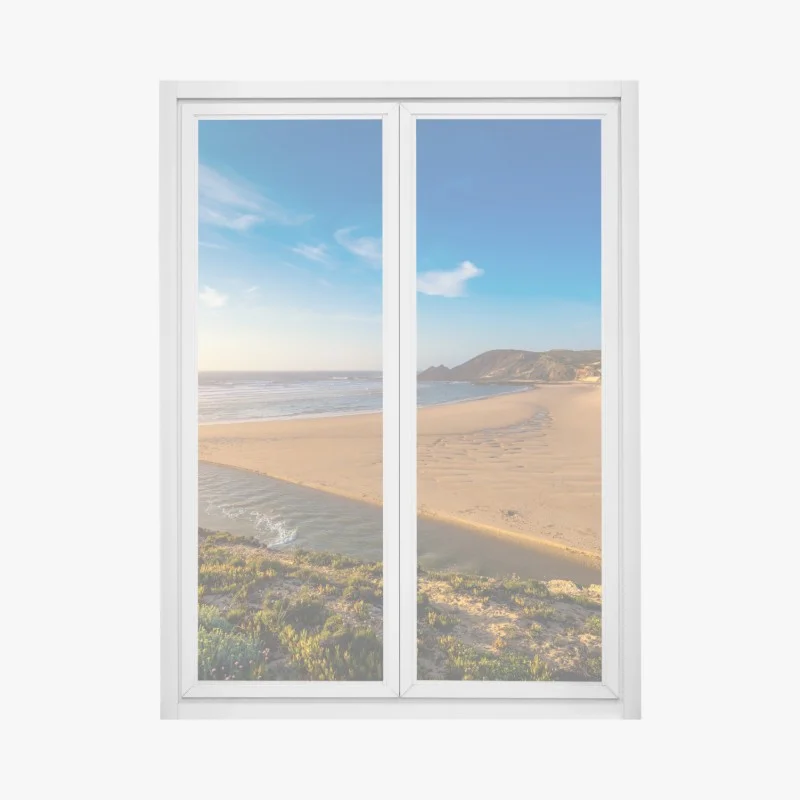 Adesivo per finestra panorama dorato di Praia da Amoreira, Algarve