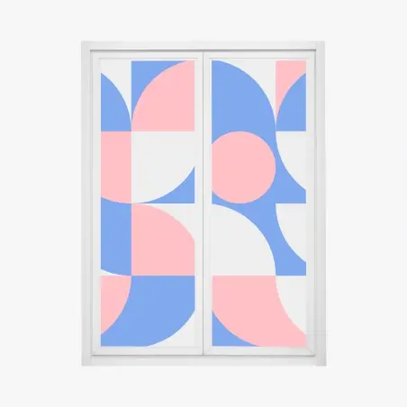 Adesivo per finestra motivo geometrico minimalista in rosa e blu • Wallissimo®