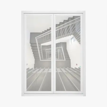 Adesivo per finestra scala geometrica minimalista vista dall'alto • Wallissimo®