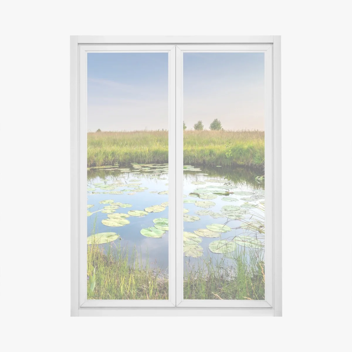 Adesivo per finestra riflessi sullo stagno di ninfee • Wallissimo® Adesivo per finestra riflessi sullo stagno di ninfee • Wallissimo®
