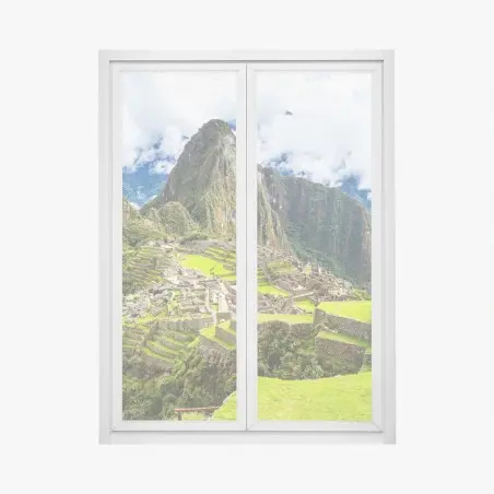 Adesivo per finestra panorama storico di Machu Picchu sulle Ande • Wallissimo®
