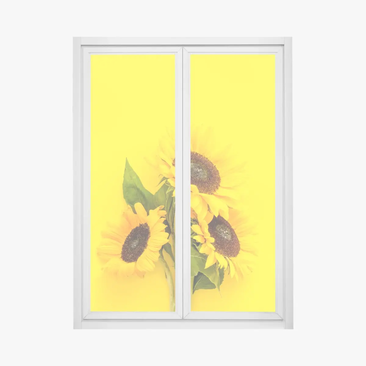 Adesivo per finestra girasoli luminosi su sfondo giallo • Wallissimo®