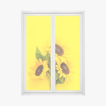 Adesivo per finestra girasoli luminosi su sfondo giallo • Wallissimo®