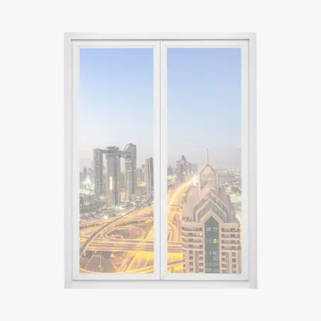 Adesivo per finestra skyline al crepuscolo di Dubai con Burj Khalifa • Wallissimo®