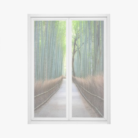 Adesivo per finestra viale nella foresta di bambù • Wallissimo®