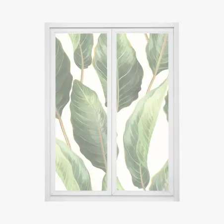 Adesivo per finestra motivo botanico di foglie tropicali • Wallissimo®