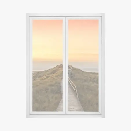 Adesivo per finestra passerella tra le dune di Norddorf al tramonto • Wallissimo®