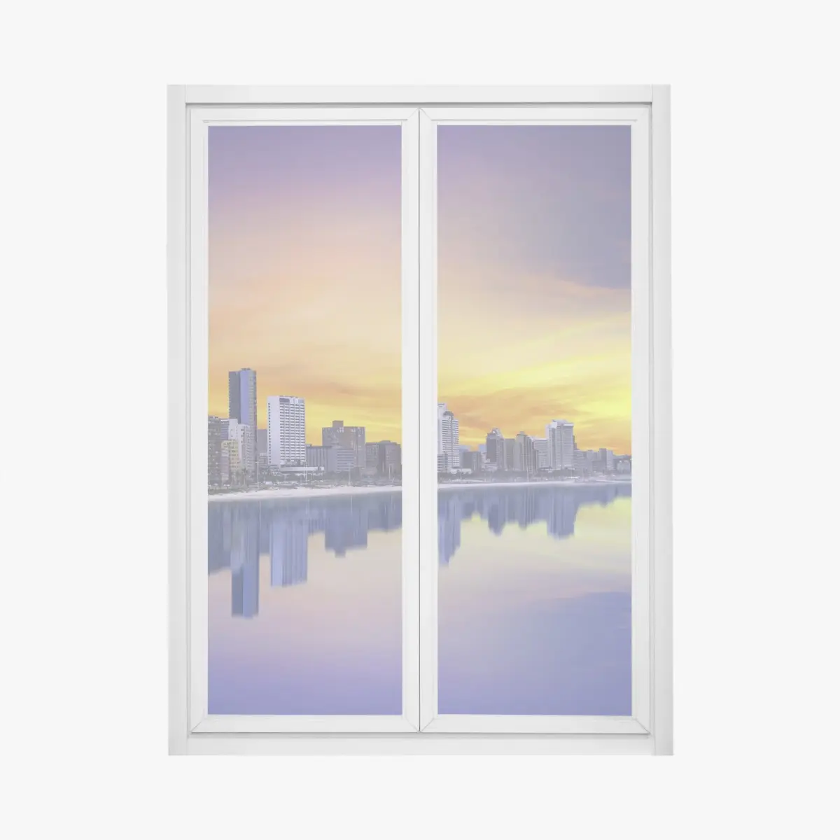 Adesivo per finestra panorama costiero al tramonto di Durban • Wallissimo®