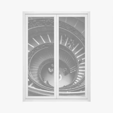 Adesivo per finestra spirale architettonica in bianco e nero • Wallissimo®